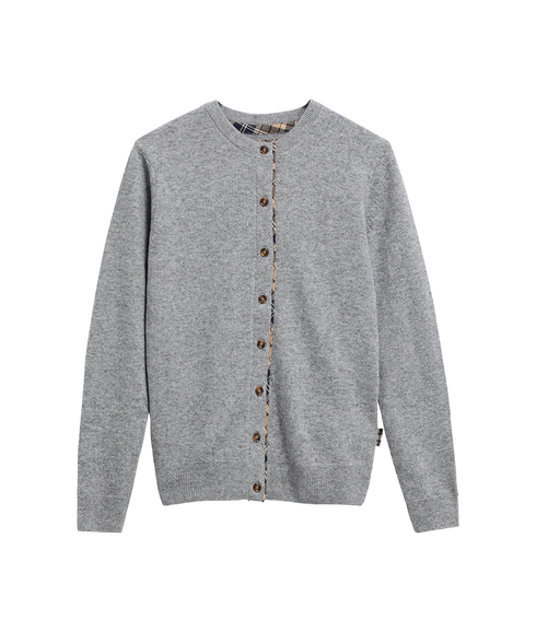 Pendle Knitted Cardigan - Grey Marl/Birchwood Tartan