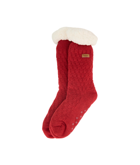 Cable Knit Lounge Socks - Red