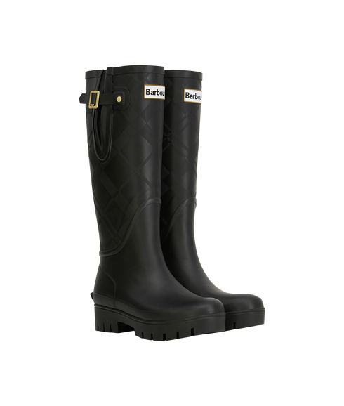 Leighton Tartan Tall Welly - Black