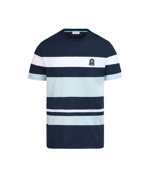 Mercerised Stripe T-Shirt - Navy
