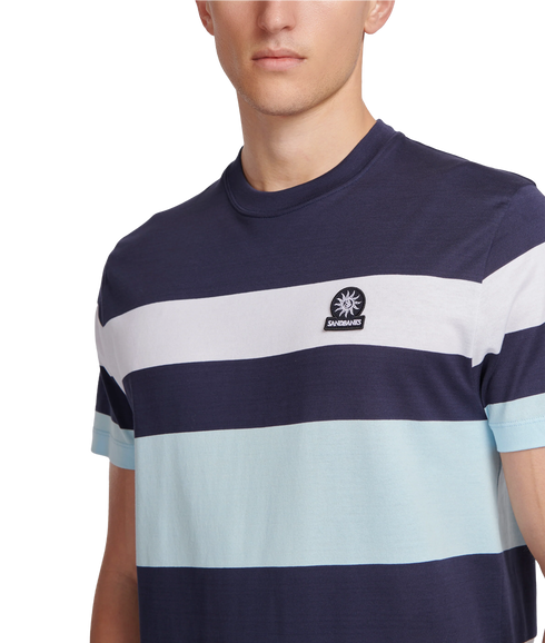 Mercerised Stripe T-Shirt - Navy