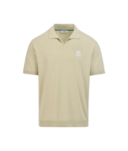 Knitted Revere Open Collar Polo - Stone