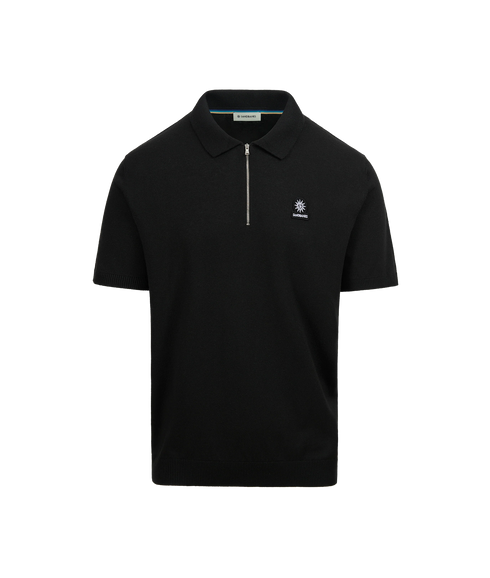 Zip Up Knitted Polo - Black