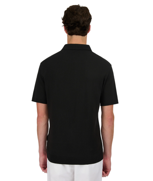 Zip Up Knitted Polo - Black