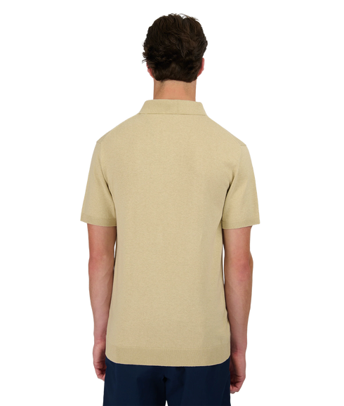 Zip Up Knitted Polo - Stone