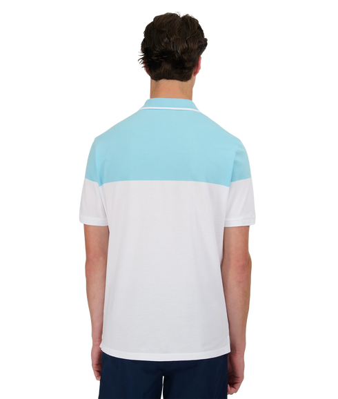 Colour Block Zip Polo - Crystal Blue
