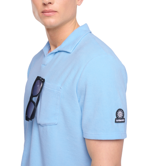 Terry Towelling Resort Polo - Crystal Blue