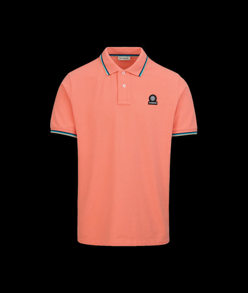 Badge Logo Polo Shirt (Tipped) - Coral