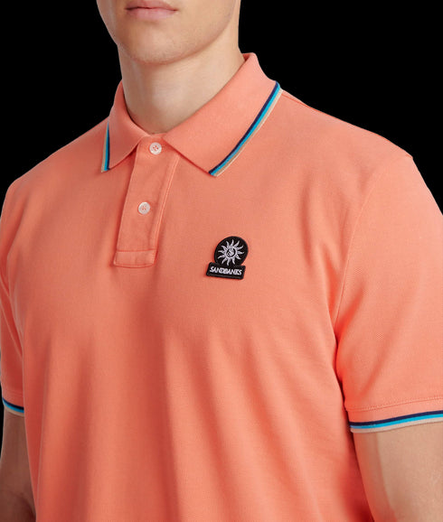 Badge Logo Polo Shirt (Tipped) - Coral