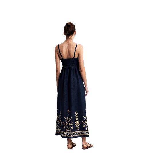 Maxi Dress Ios Straps Gatherings - Black/Gold