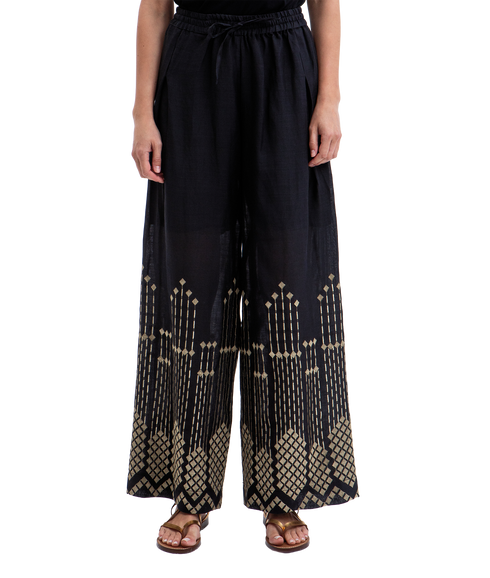 Loose Drawstring Pants Grape - Black/Gold