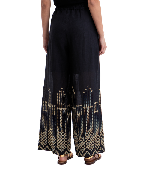 Loose Drawstring Pants Grape - Black/Gold