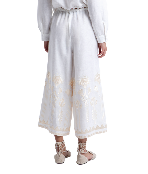 Cropped Drawstring Pants Papyrus - White/Multi