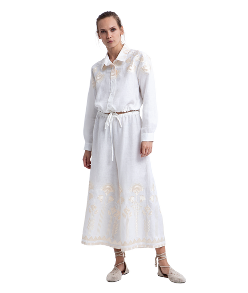 Cropped Drawstring Pants Papyrus - White/Multi
