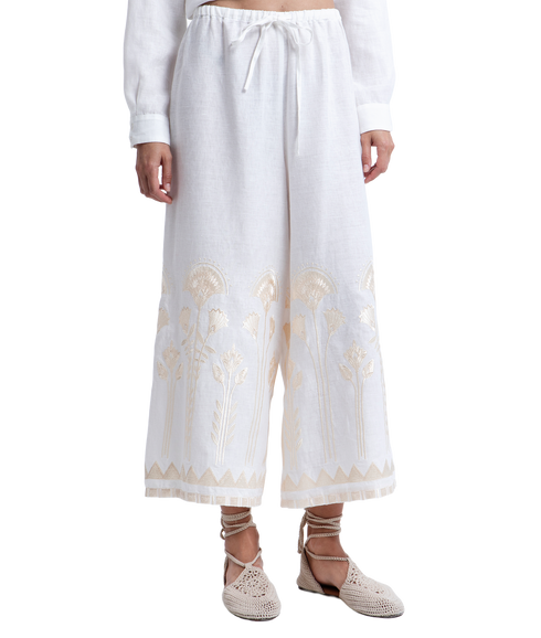 Cropped Drawstring Pants Papyrus - White/Multi