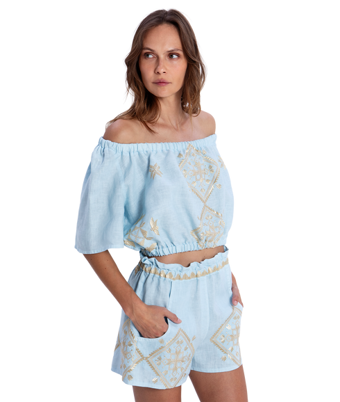 Strapless Top Lefkada - Sage/Gold