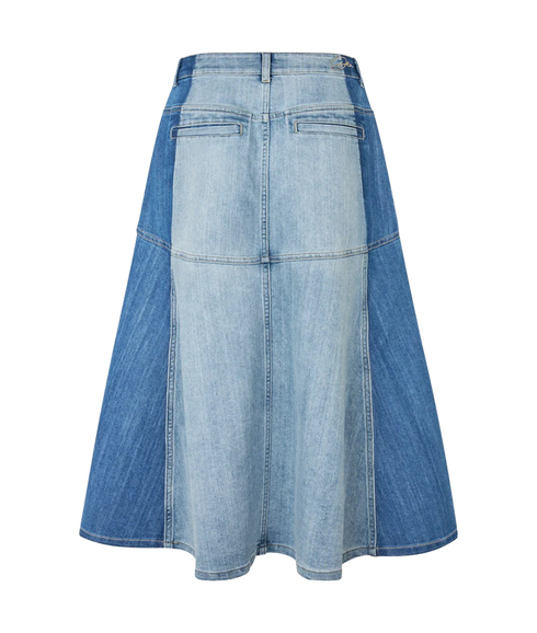 Lorindas Denim Skirt With Colour Block Details - Blue Mix