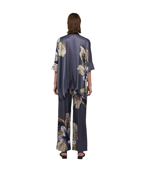 Mandy Blouse With Stand Collar - Belladonna Steel