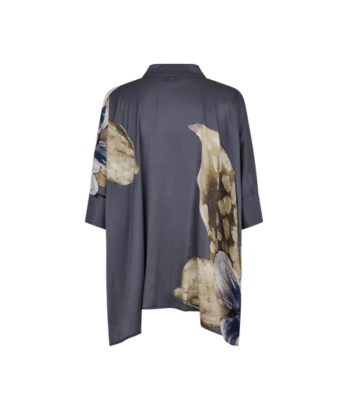 Mandy Blouse With Stand Collar - Belladonna Steel