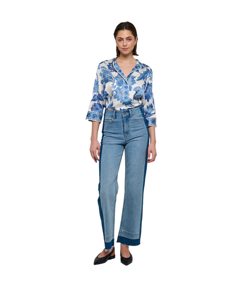 Danitta Blouse With Stand Collar - Blossoming