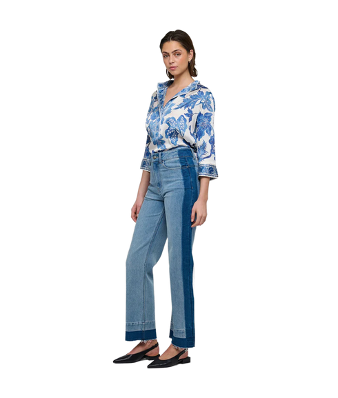 Danitta Blouse With Stand Collar - Blossoming