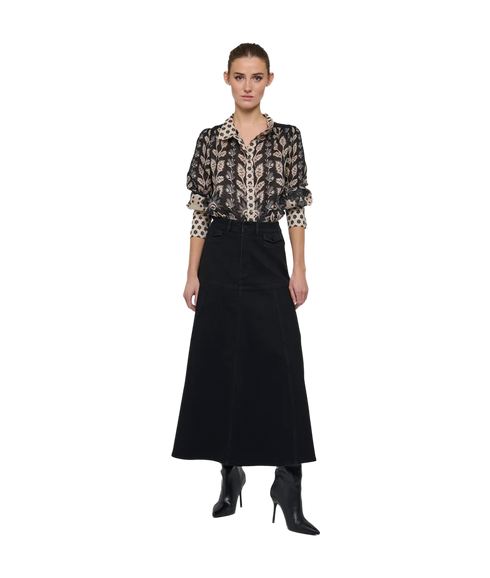 Michelle Denim Skirt With Pockets - Black