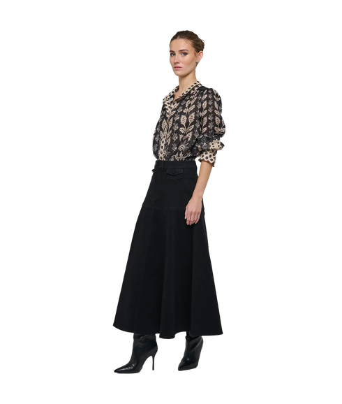 Michelle Denim Skirt With Pockets - Black