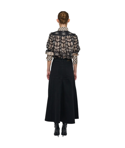 Michelle Denim Skirt With Pockets - Black
