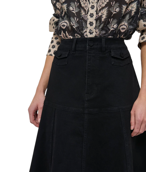 Michelle Denim Skirt With Pockets - Black