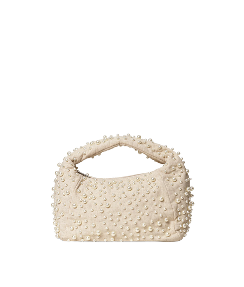 Medium Pearl Linen Hand Bag
