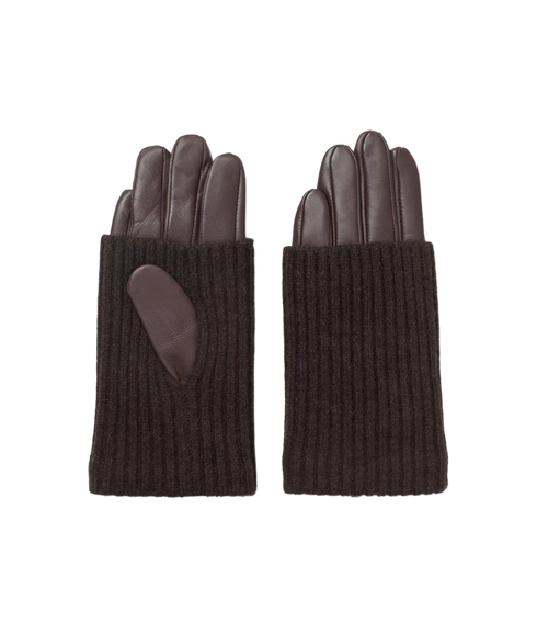 Day Leather Knit Glove - Chocolate Plum