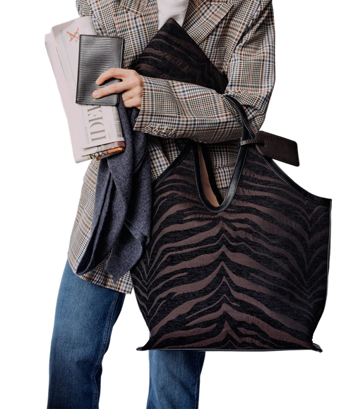 Zebra Tote - Coffee Bean