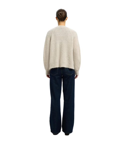 Wool-Blend Knitted Cardigan - Beige