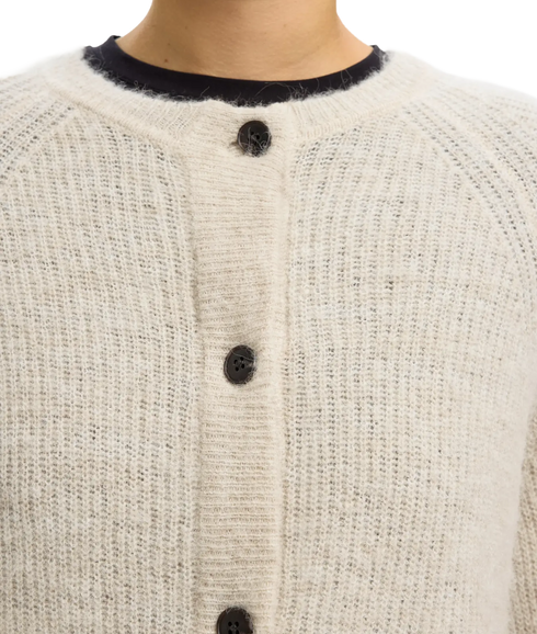Wool-Blend Knitted Cardigan - Beige