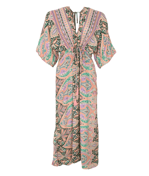 Luna Double V-neck Dress Blush Green - Multi