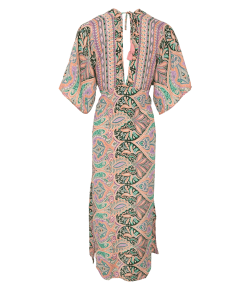 Luna Double V-neck Dress Blush Green - Multi