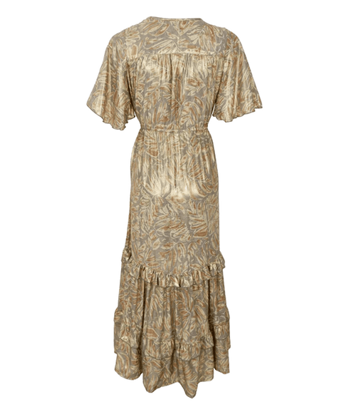 Luna Long Flared Dress - Gold