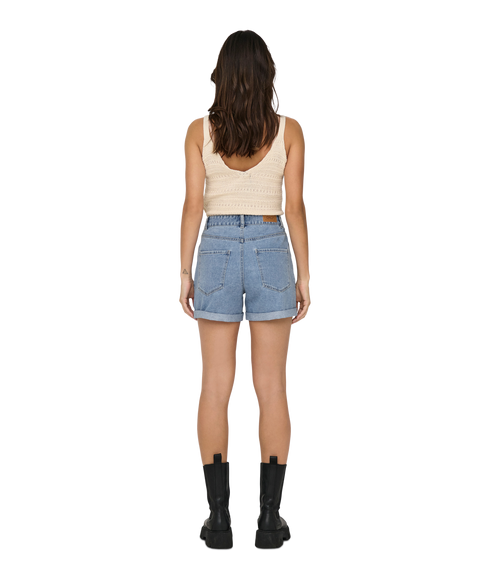 Vega Hw Mom Dnm Shorts - Blue
