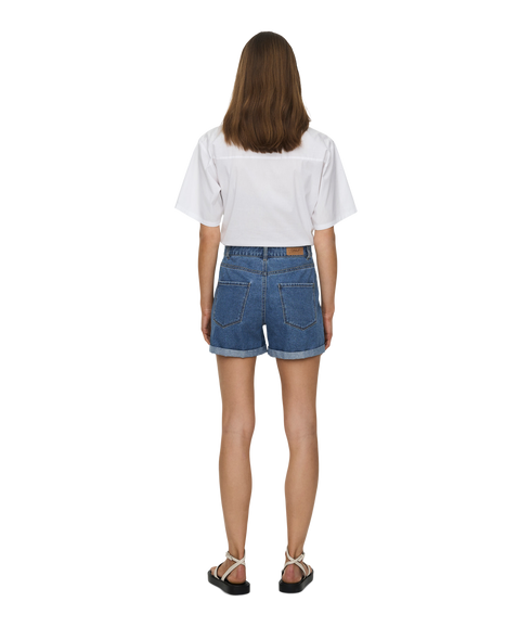 Vega Hw Mom Dnm Shorts - Blue