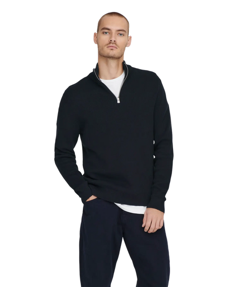 Phil Reg 12 Struc Half Zip Knit Noos - Dark Navy