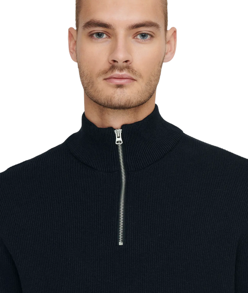 Phil Reg 12 Struc Half Zip Knit Noos - Dark Navy