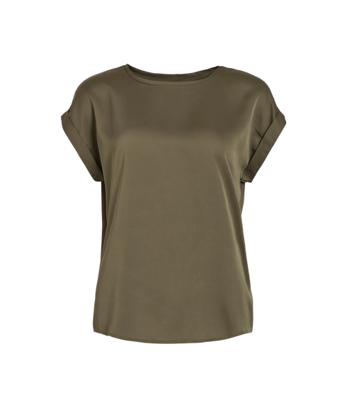 Ellette S/S Satin Top - Dusty Olive