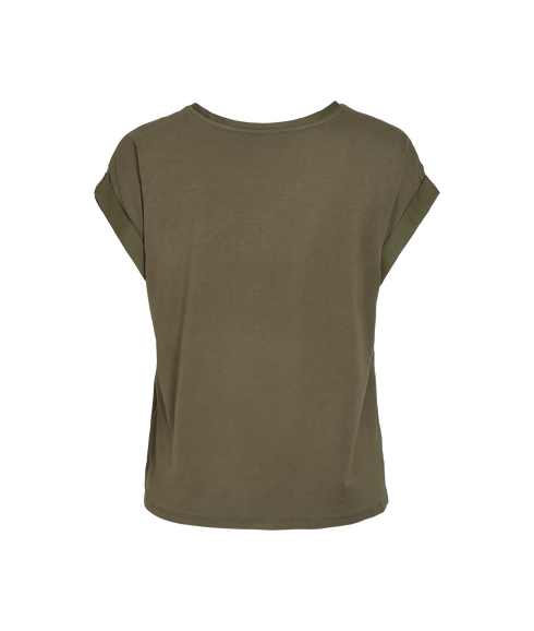 Ellette S/S Satin Top - Dusty Olive