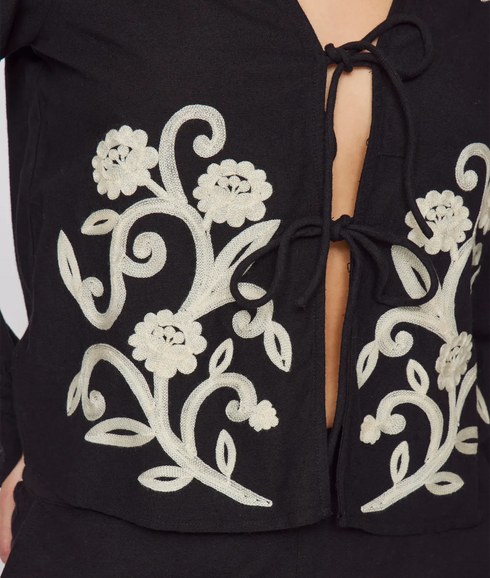 Polene V-Neck L/S Top - Black Beauty