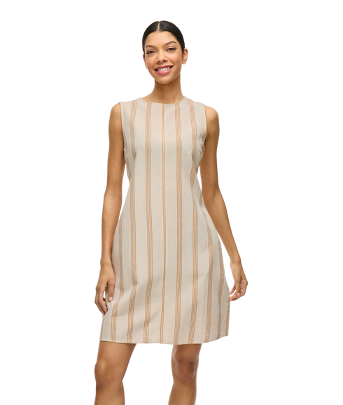 Prisilla Print O-Neck S/L Short Dress - Natural/Melan Wood