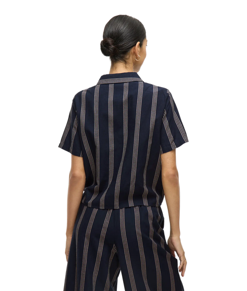 Prisilla Print S/S Knot Shirt/1 - Navy Blazer Feather Gray