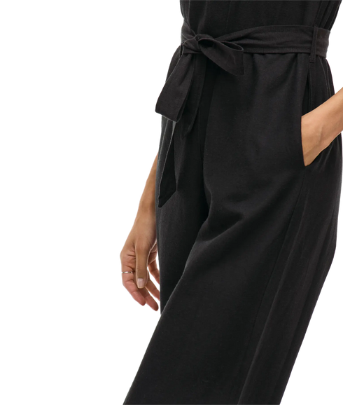 Prisilla O-Neck S/L Jumpsuit - Black Beauty
