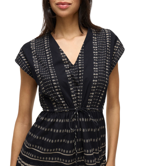 Savila V-Neck S/L Ancle Dress - Black Beauty