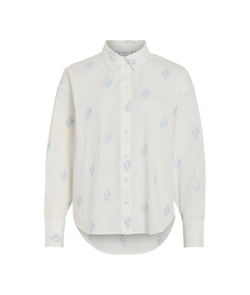 Holma Embrodiery L/S Loose Shirt - Snow White