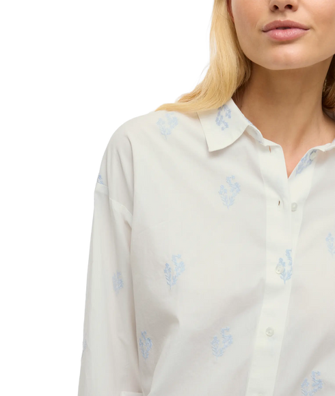 Holma Embrodiery L/S Loose Shirt - Snow White